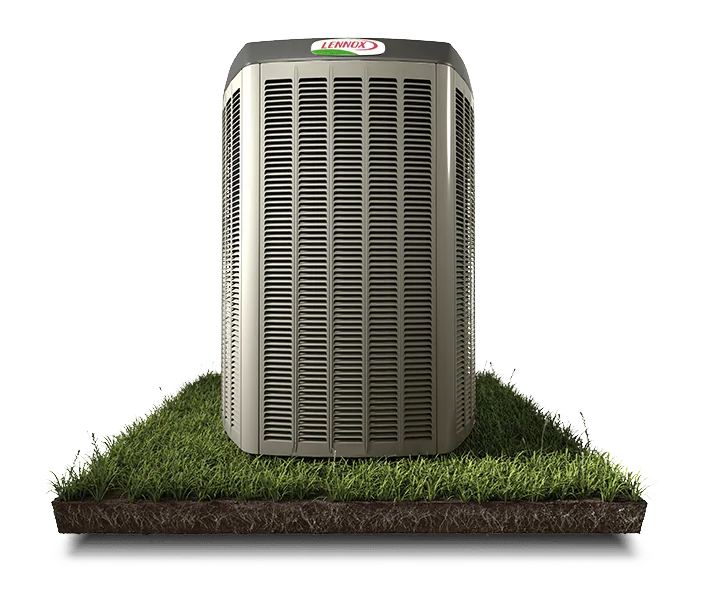 Lennox XP25 variable-capacity heat pump on a grass pad