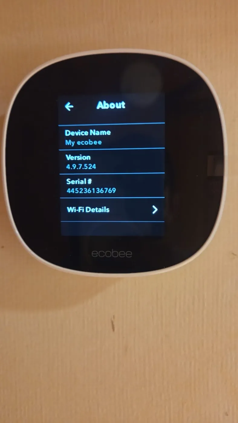 ecobee smart thermostat installed for heat pump control