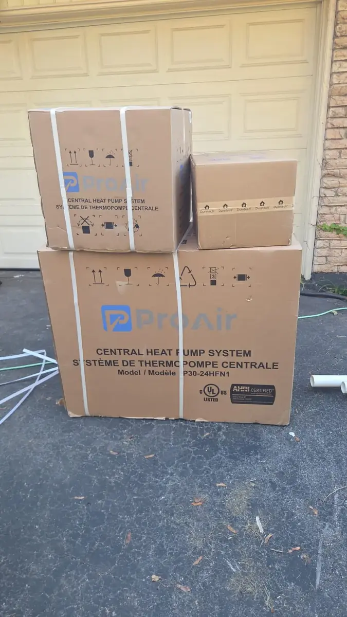 Central heat pump system delivered on install day