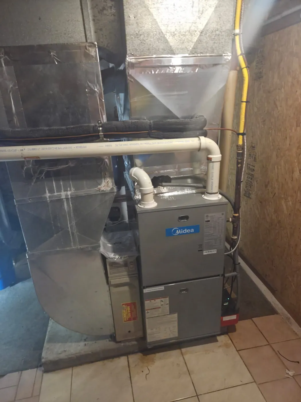 Gas furnace with PVC intake and exhaust venting